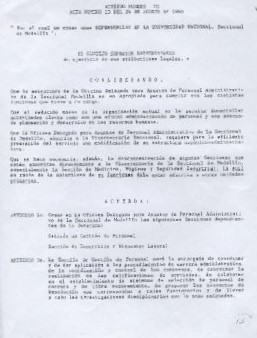 Acuerdo 70 de 1990 - Crea dependencias de Gestión de Personal y Bienestar Laboral